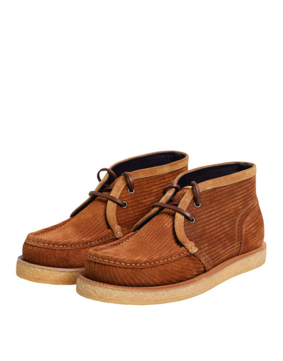 Dolce &amp; Gabbana Bruine Suède Nubuck Leren Desert Enkellaarzen