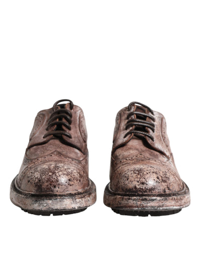 Chaussures richelieu à lacets en cuir marron vieilli Dolce &amp; Gabbana