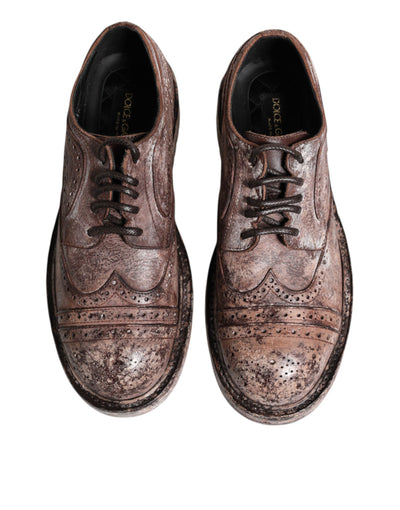 Chaussures richelieu à lacets en cuir marron vieilli Dolce &amp; Gabbana