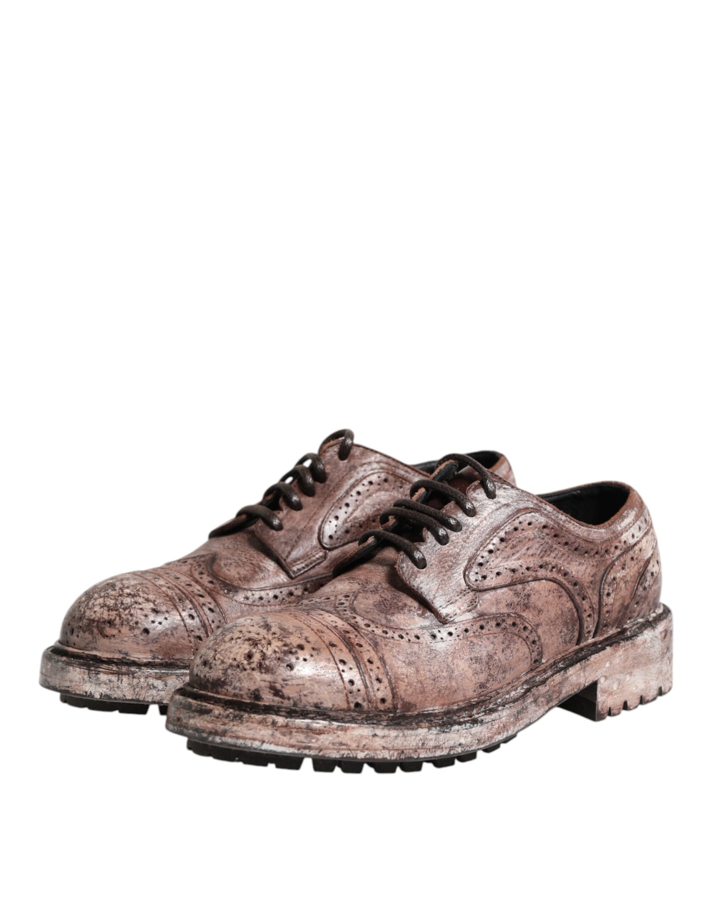 Chaussures richelieu à lacets en cuir marron vieilli Dolce &amp; Gabbana
