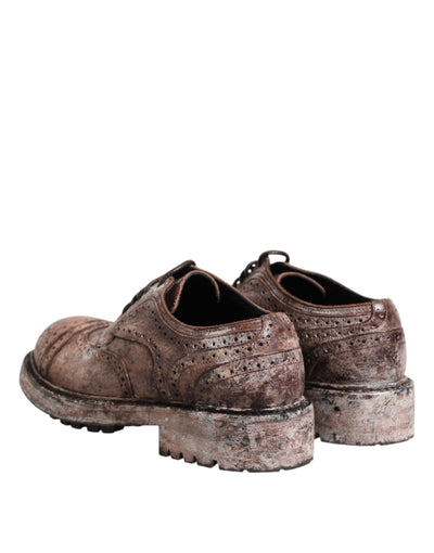 Chaussures richelieu à lacets en cuir marron vieilli Dolce &amp; Gabbana