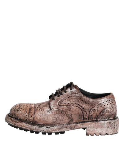 Chaussures richelieu à lacets en cuir marron vieilli Dolce &amp; Gabbana
