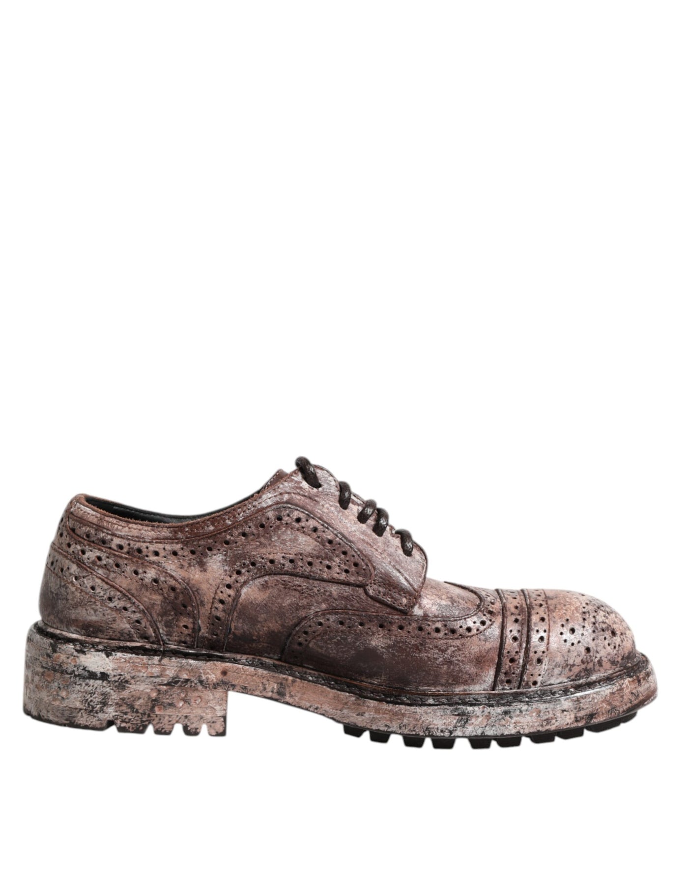 Chaussures richelieu à lacets en cuir marron vieilli Dolce &amp; Gabbana