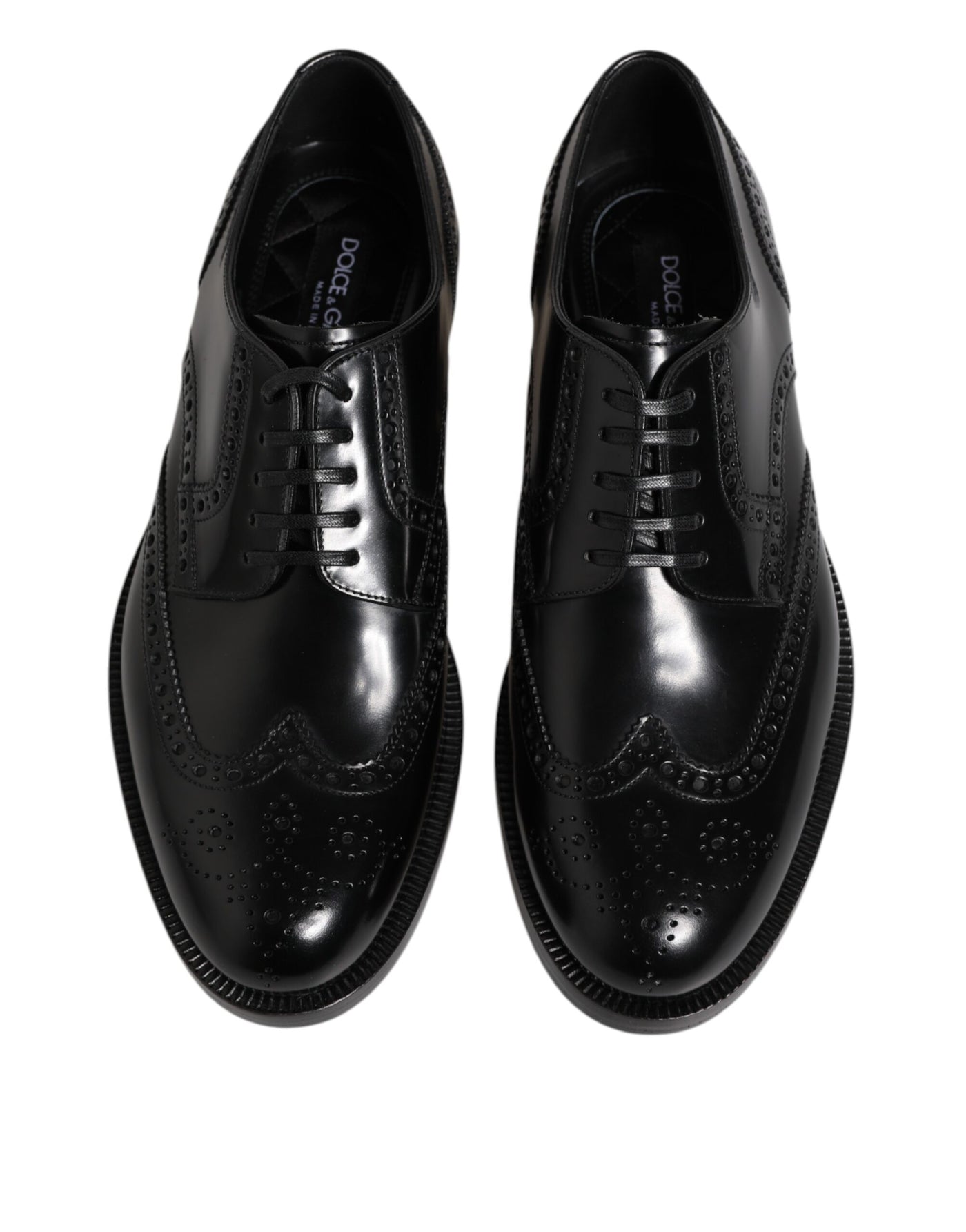 Dolce &amp; Gabbana Zwarte Leren Derby Wingtip Formele Schoenen