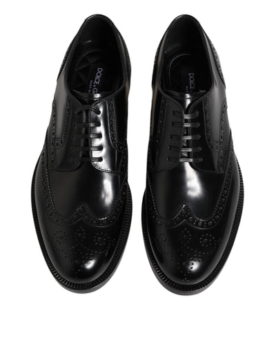 Dolce &amp; Gabbana Zwarte Leren Derby Wingtip Formele Schoenen