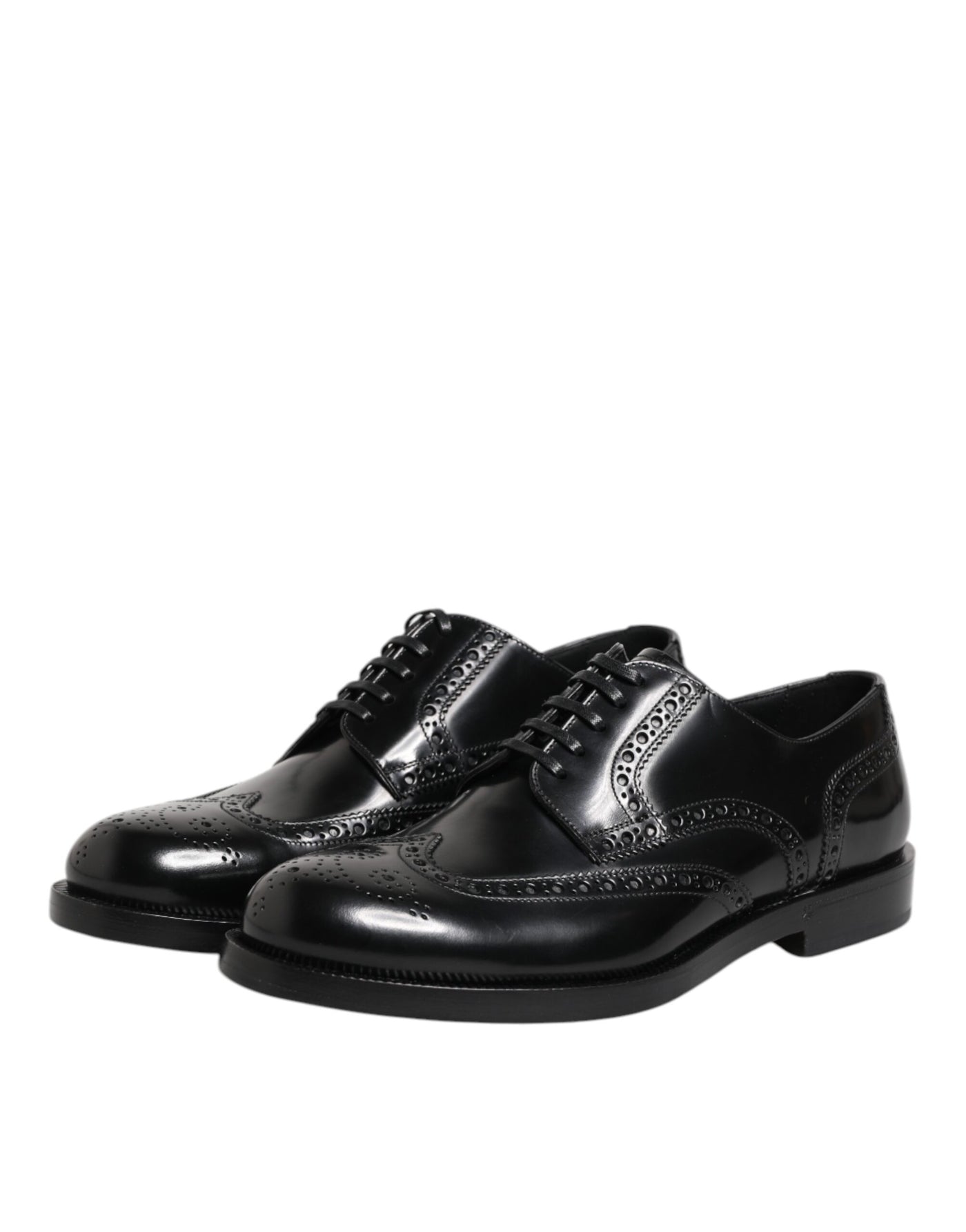 Dolce &amp; Gabbana Zwarte Leren Derby Wingtip Formele Schoenen