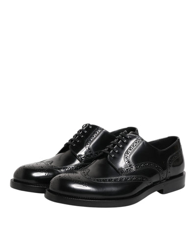 Dolce &amp; Gabbana Zwarte Leren Derby Wingtip Formele Schoenen