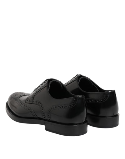 Dolce &amp; Gabbana Zwarte Leren Derby Wingtip Formele Schoenen