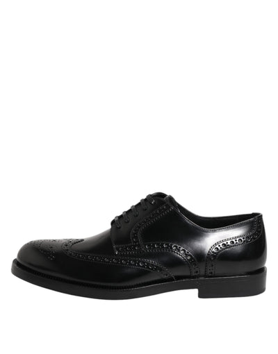 Dolce &amp; Gabbana Zwarte Leren Derby Wingtip Formele Schoenen