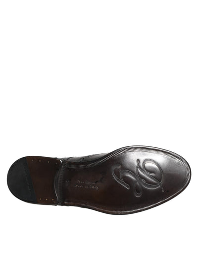 Dolce &amp; Gabbana Zwarte Leren Derby Wingtip Formele Schoenen