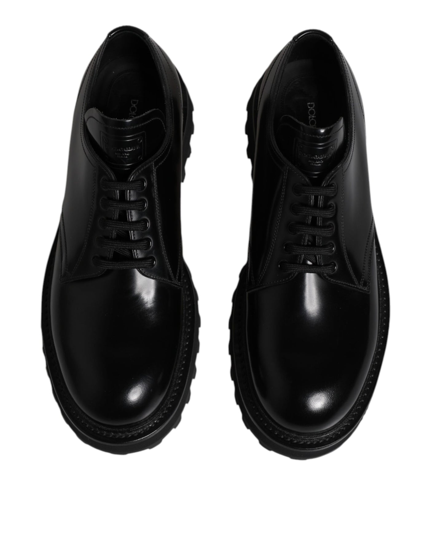 Chaussures de randonnée à lacets en cuir noir Dolce &amp; Gabbana