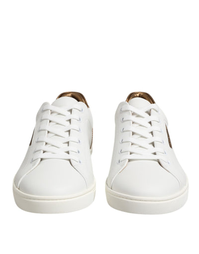 Dolce &amp; Gabbana Witte Bruine Leren Lage Sneakers voor Heren