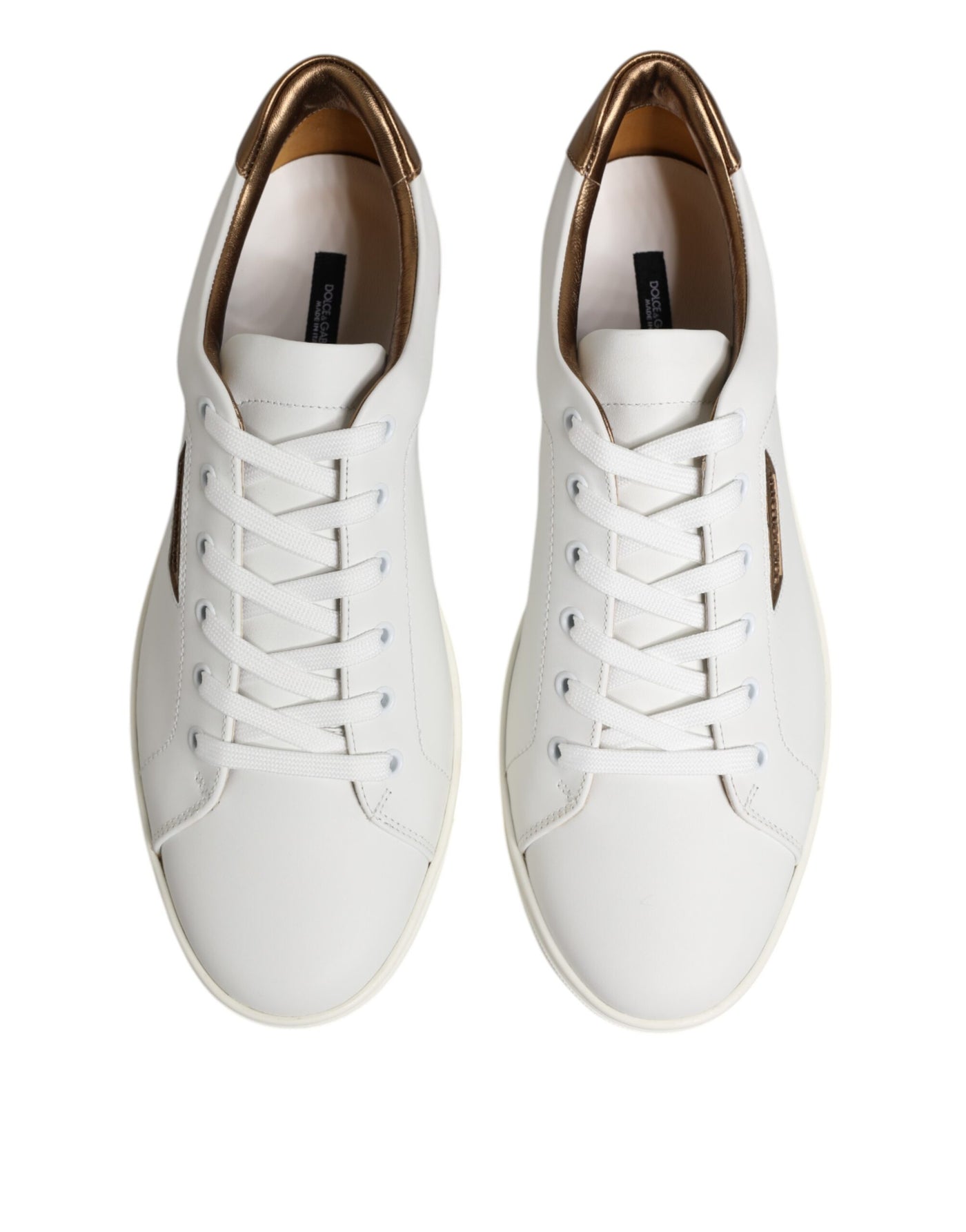 Dolce &amp; Gabbana Witte Bruine Leren Lage Sneakers voor Heren