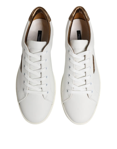 Dolce &amp; Gabbana Witte Bruine Leren Lage Sneakers voor Heren