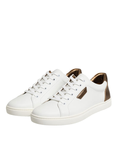 Dolce &amp; Gabbana Witte Bruine Leren Lage Sneakers voor Heren