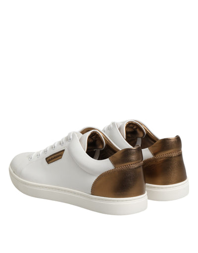 Dolce &amp; Gabbana Witte Bruine Leren Lage Sneakers voor Heren