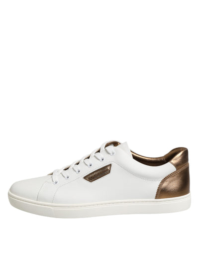 Dolce &amp; Gabbana Witte Bruine Leren Lage Sneakers voor Heren