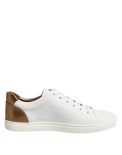 Dolce &amp; Gabbana Witte Bruine Leren Lage Sneakers voor Heren