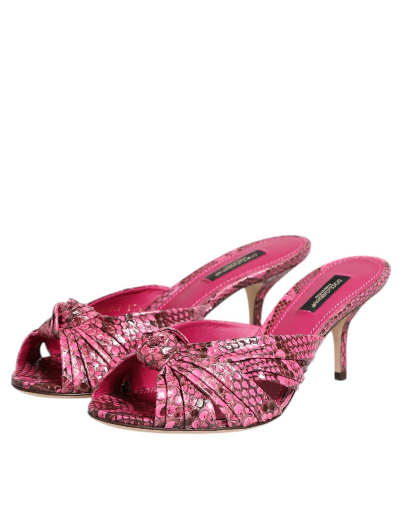 Dolce &amp; Gabbana roze leren hakken slippers sandalen schoenen