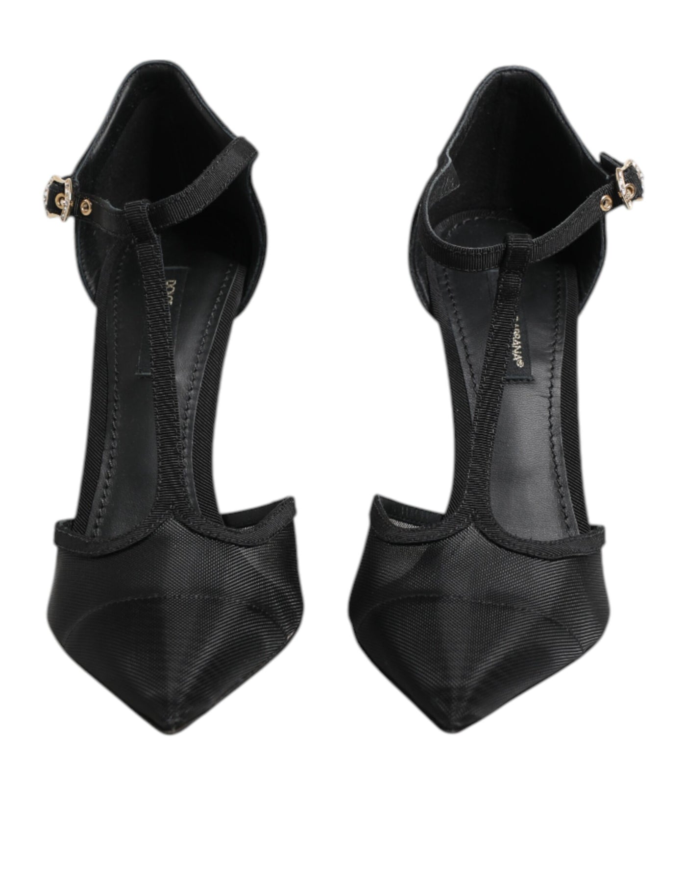 Chaussures à talons aiguilles et brides en T en maille noire Dolce &amp; Gabbana