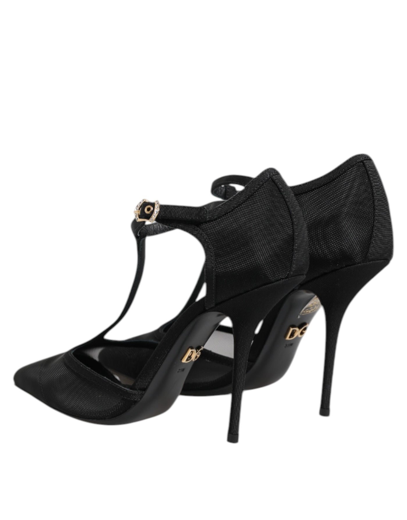 Chaussures à talons aiguilles et brides en T en maille noire Dolce &amp; Gabbana