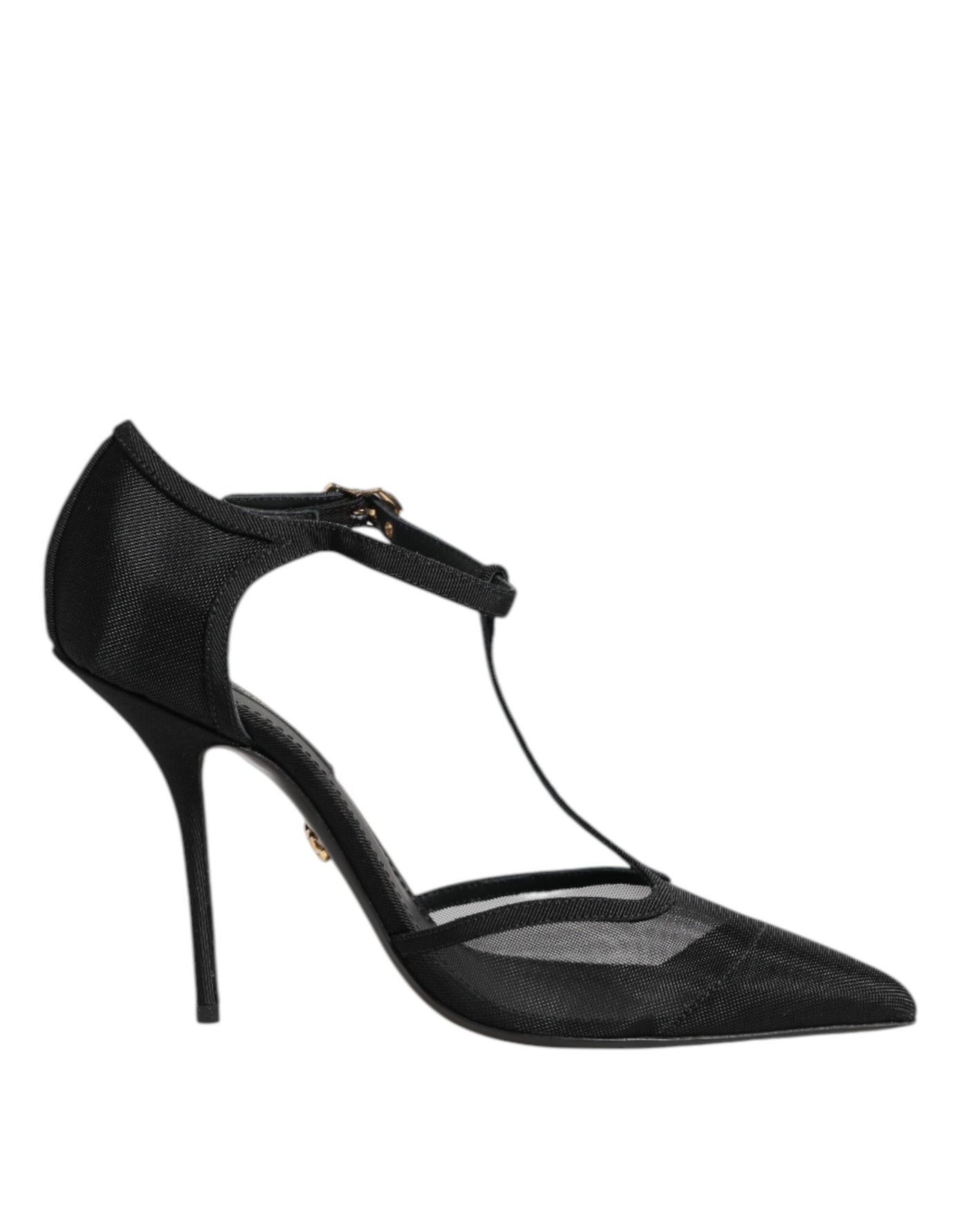 Chaussures à talons aiguilles et brides en T en maille noire Dolce &amp; Gabbana