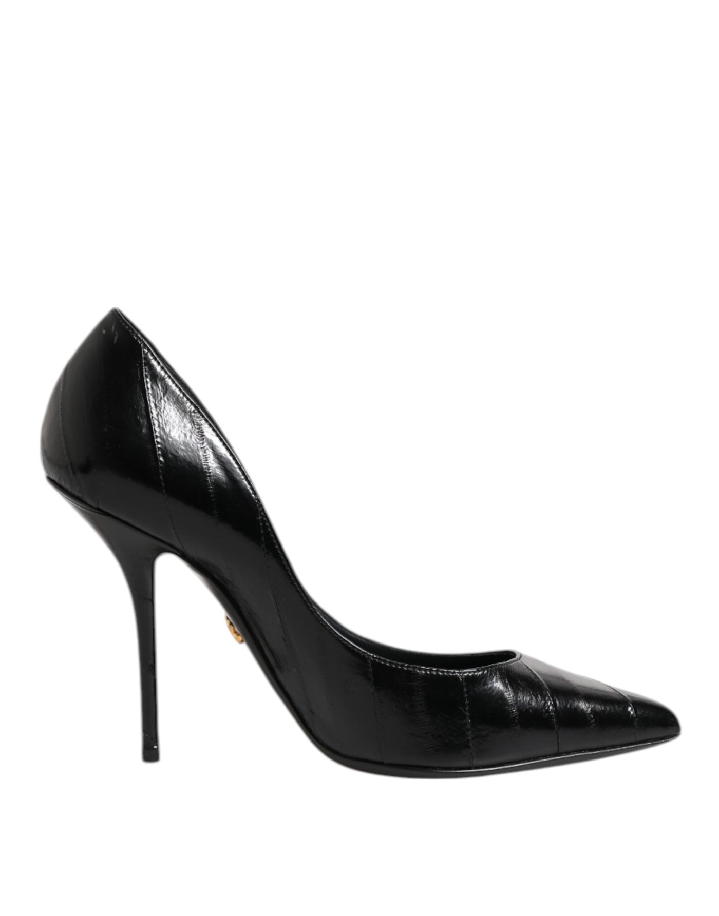 Dolce & Gabbana Black Leather Stiletto High Heels Pumps Shoes