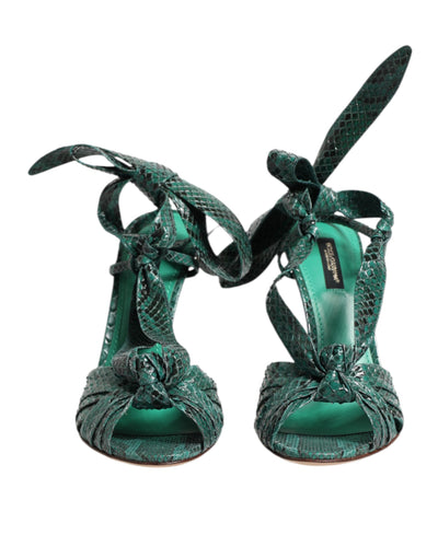 Sandales à talons en cuir python vert Dolce &amp; Gabbana
