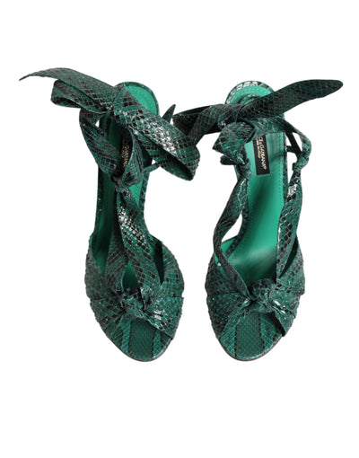 Sandales à talons en cuir python vert Dolce &amp; Gabbana