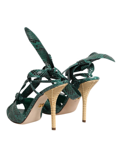 Sandales à talons en cuir python vert Dolce &amp; Gabbana
