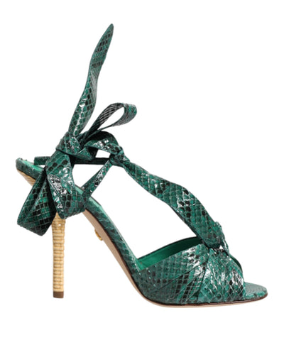 Sandales à talons en cuir python vert Dolce &amp; Gabbana