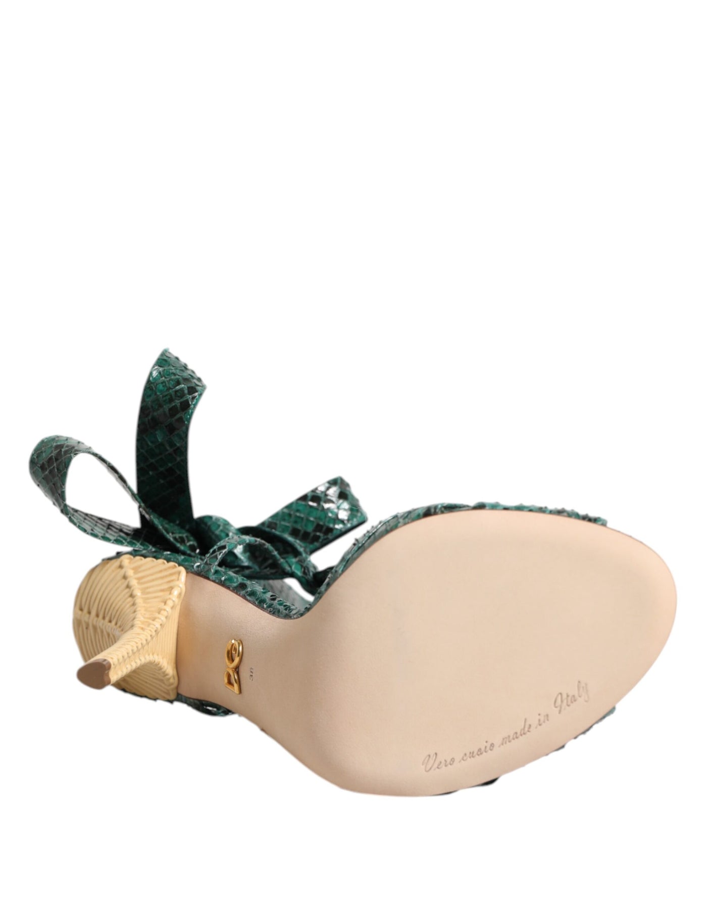 Sandales à talons en cuir python vert Dolce &amp; Gabbana