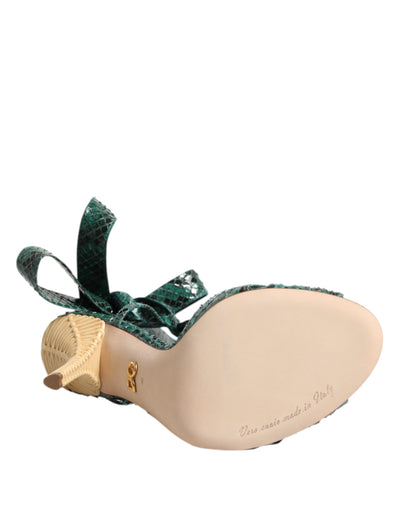 Sandales à talons en cuir python vert Dolce &amp; Gabbana