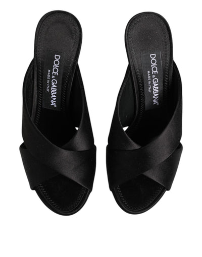 Dolce & Gabbana Black Keira Baroque High Heel Sandals Shoes