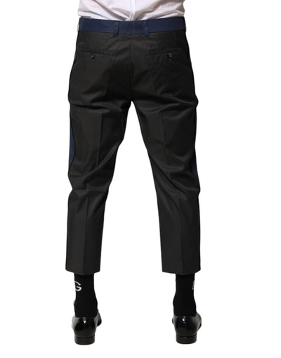 Dolce & Gabbana Gray Blue Cotton 3/4 Chinos Crop Trouser Pants