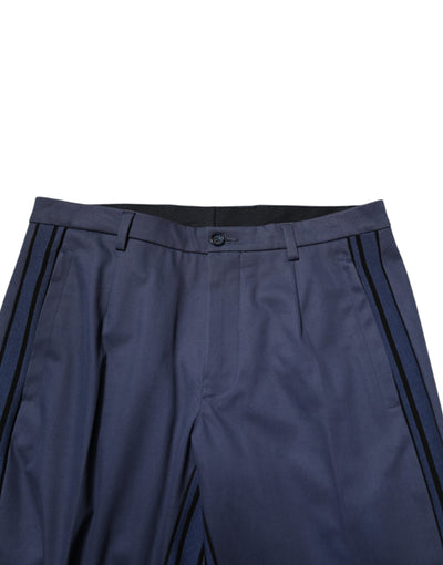 Dolce & Gabbana Blue Cotton Tapered Men Formal Trousers Pants
