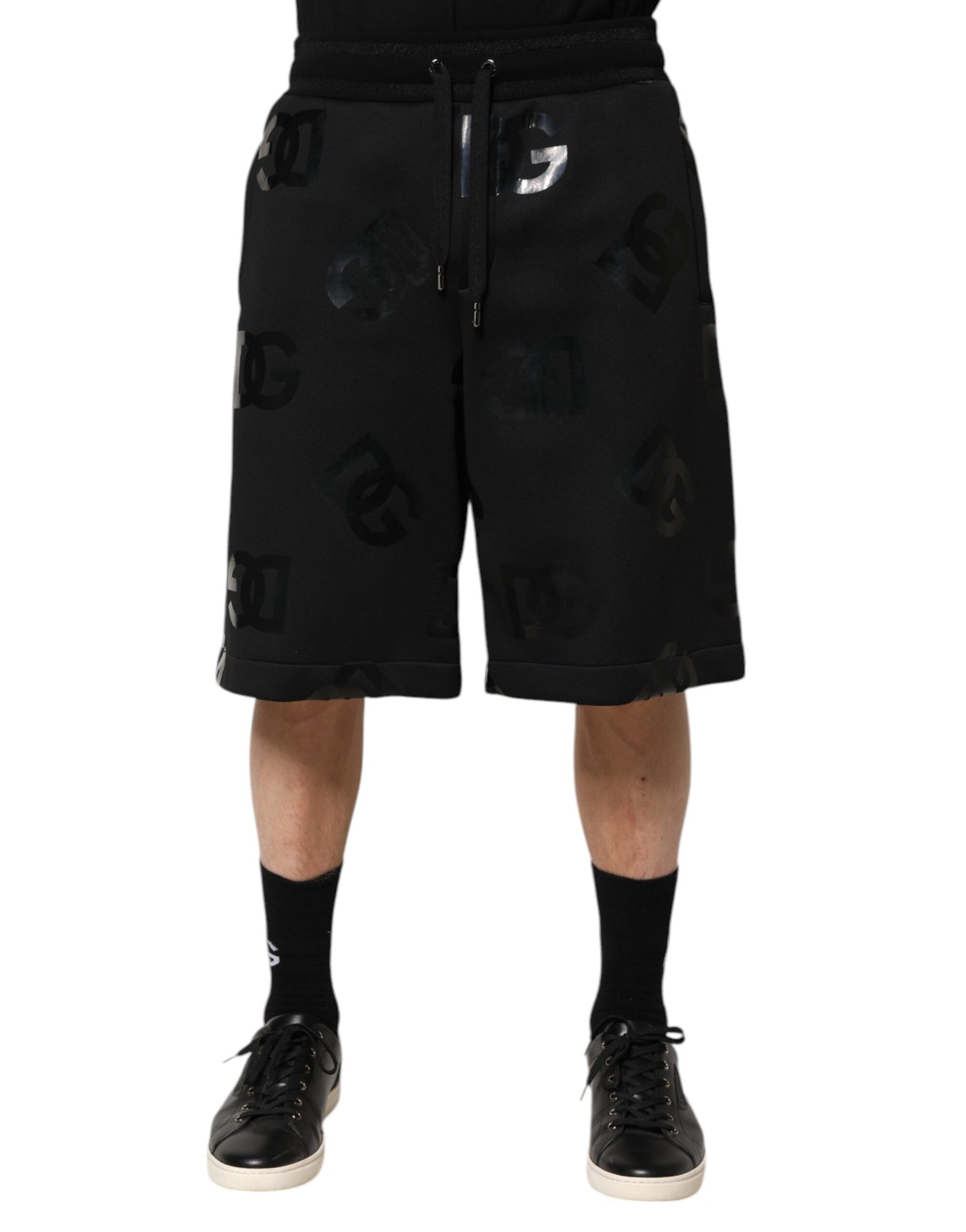 Dolce &amp; Gabbana Zwarte Logo Katoenen Bermuda Sweatshorts Shorts