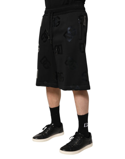 Dolce &amp; Gabbana Zwarte Logo Katoenen Bermuda Sweatshorts Shorts