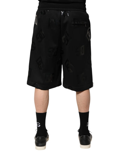Dolce &amp; Gabbana Zwarte Logo Katoenen Bermuda Sweatshorts Shorts