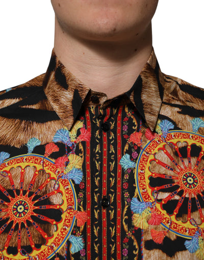 Dolce &amp; Gabbana GOLD Cotton Tiger Carretto Shirt met lange mouwen