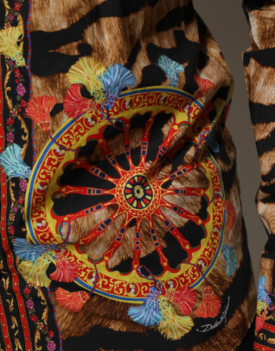 Dolce &amp; Gabbana GOLD Cotton Tiger Carretto Shirt met lange mouwen
