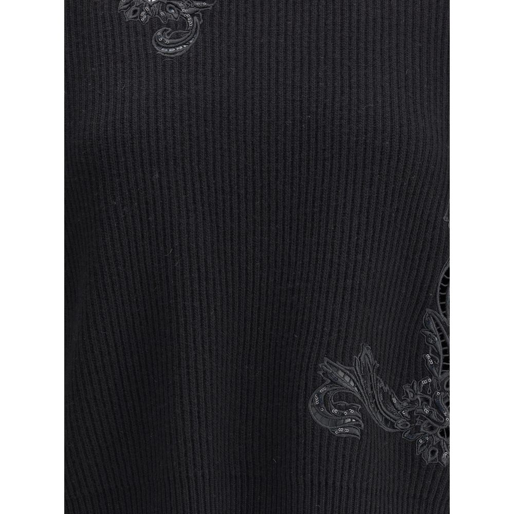 Versace Barocco blad geborduurde trui