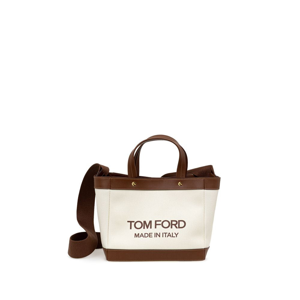 Sac fourre-tout en coton beige Tom Ford