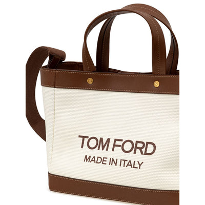 Sac fourre-tout en coton beige Tom Ford