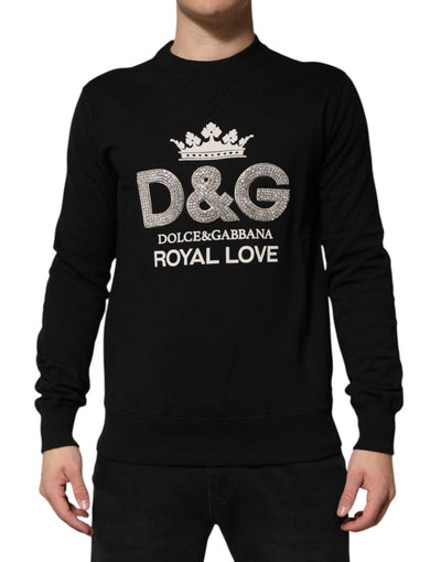 Pull Dolce &amp; Gabbana en coton noir orné de cristaux DG