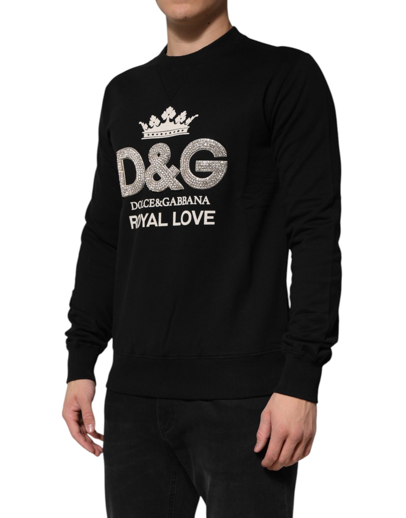 Pull Dolce &amp; Gabbana en coton noir orné de cristaux DG