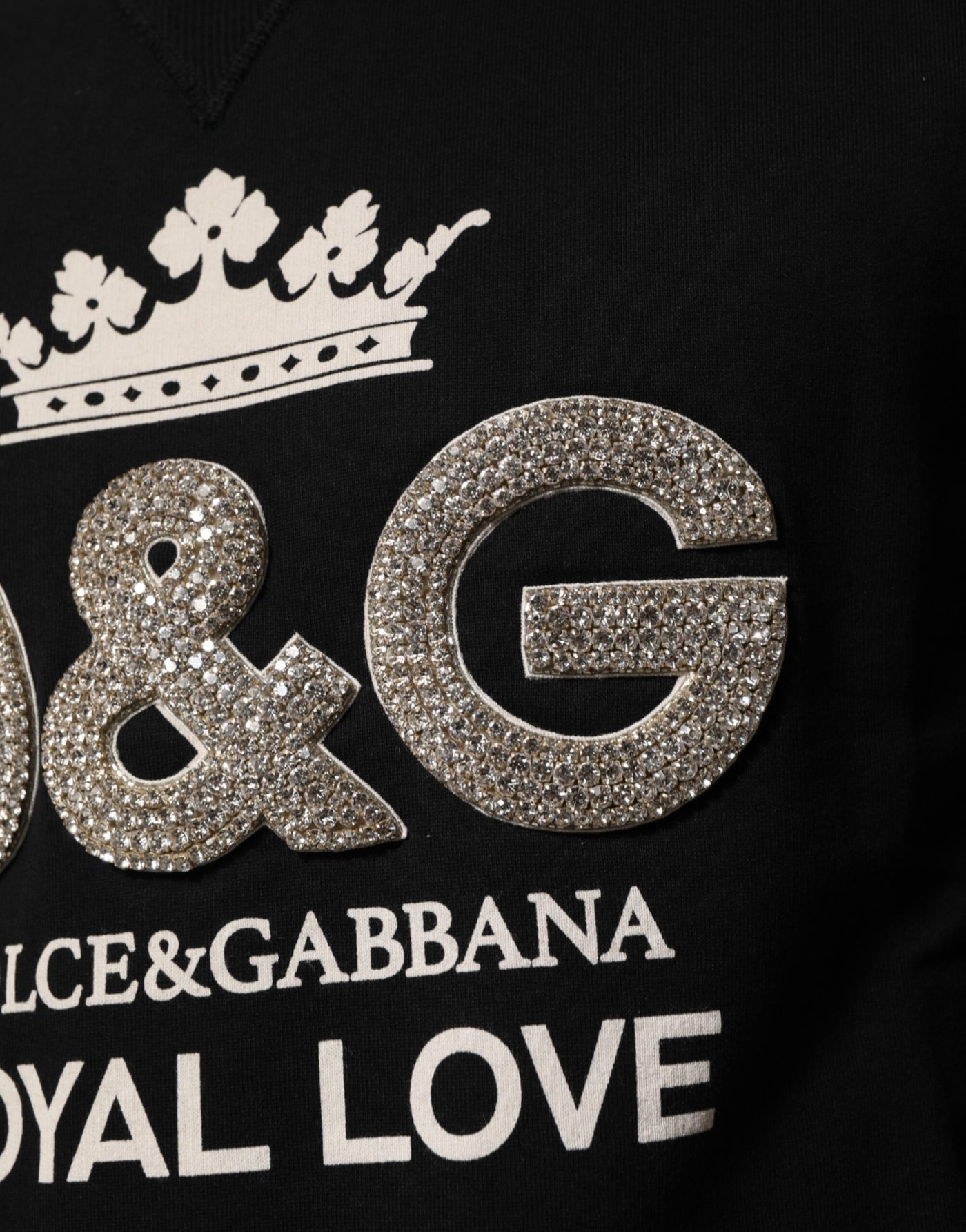 Pull Dolce &amp; Gabbana en coton noir orné de cristaux DG