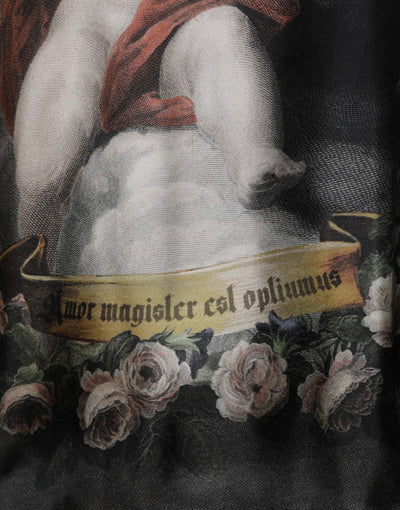 Pull baroque imprimé chérubin en cachemire noir Dolce &amp; Gabbana