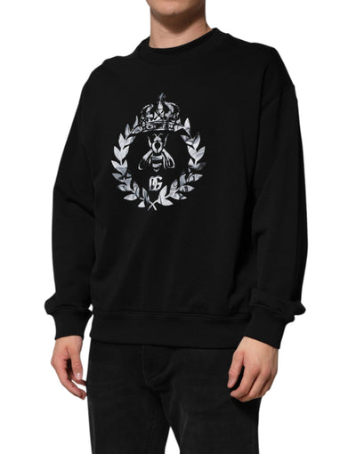 Sweat-shirt ras du cou en coton noir Dolce &amp; Gabbana avec logo DG