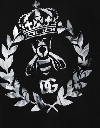 Sweat-shirt ras du cou en coton noir Dolce &amp; Gabbana avec logo DG